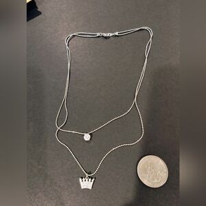 Double layer crown pendant necklace